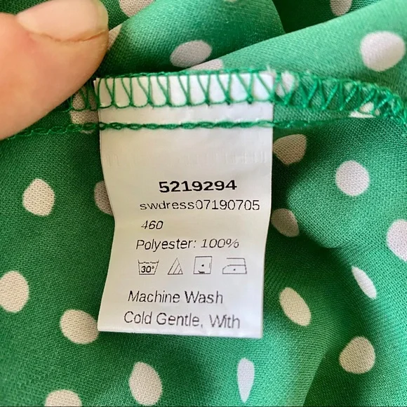 SHEIN x Madelaine Petsch Surplice Wrap Tie Waist Green Polka Dot Dress Size XS - Picture 13 of 14